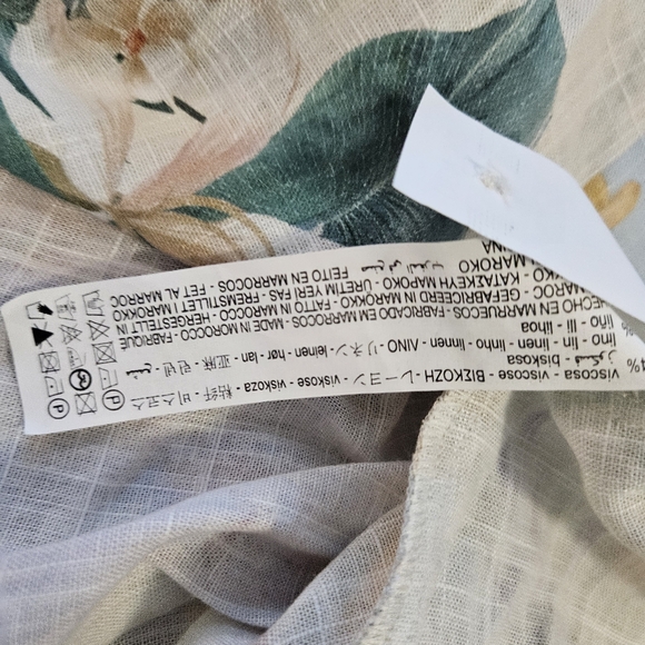 ZARA Floral Parrot Linen Mini Dress M Belted Long Sleeve Size M belt, NEW! - Picture 14 of 16